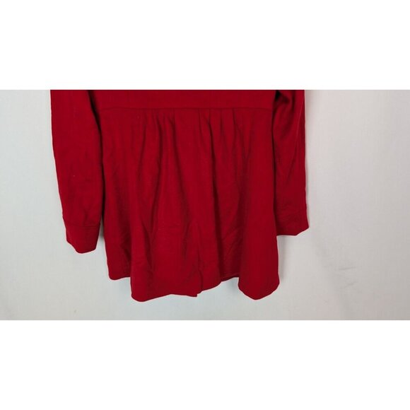 BOSTON PROPER sz 10 100% Wool Winter Coat Peacoat Jacket Long Peplum Mock Neck - Picture 10 of 12